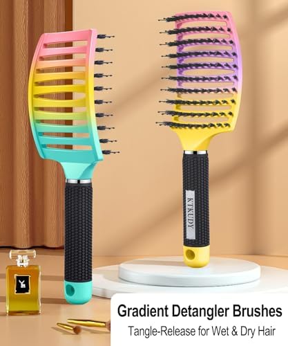 2 Pack Detangling Brushes for Women & Kids, Wet & Dry Hair, All Hair Types - Image 2