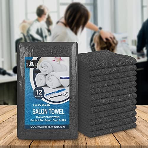 Towel and Linen Mart Silver Salon Towels, Pack of 12 (Not Bleach Proof, 16 x 27 Inches) Highly Absorbent Towels for Hand, Salon, Gym, Beauty, Spa, and Home Hair Care (Grey, 16 X 27) - Image 3