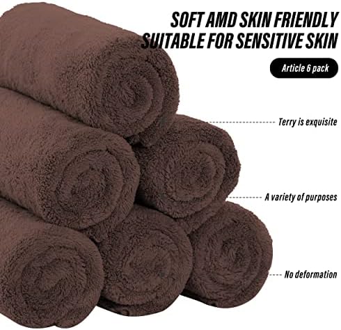 MOONQUEEN 6 Pack Premium Hand Towels - Quick Drying - Microfiber Coral Velvet Highly Absorbent Towels - Multipurpose Use as Hotel, Bathroom, Shower, Spa, Hand Towel 16 x 28 inches (Wood Brown) - Image 7