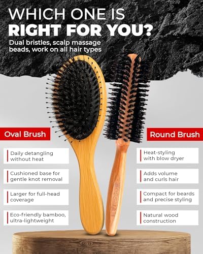 Bossman Men's Boar & Nylon Bristle Hair & Beard Brush - For Wet & Dry Use - Image 5
