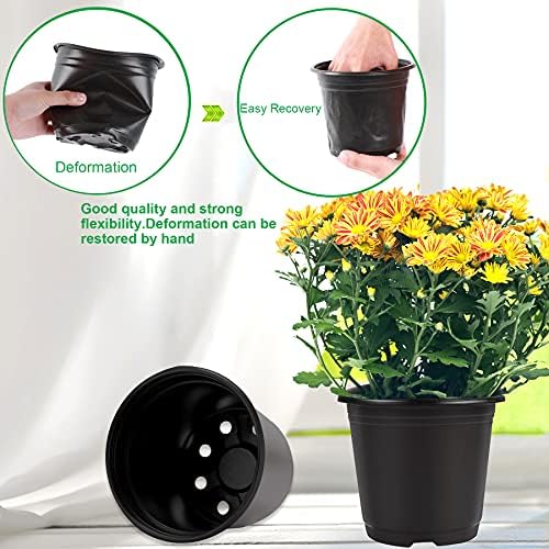 Augshy 40 Pcs 4" Black Plastic Plant Nursery Seed Starting Pots for Succulent Seedling Cutting Transplanting - Image 5