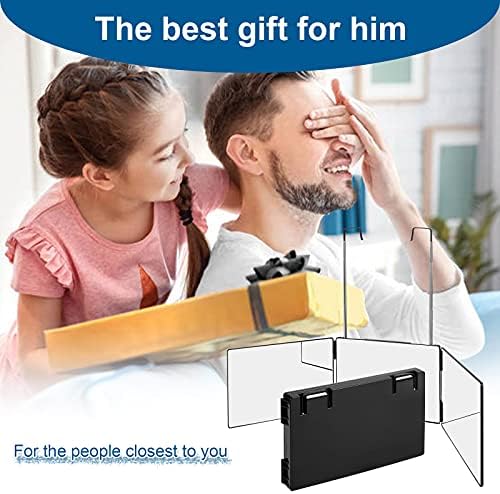 LMZNXCZ 3 Way Mirror for Self Hair Cutting,360 Haircuts Men for Barber Use Tools,to See Back of Head,Tri Fold Mirror with Portable Height Adjustable Telescoping Hooks - Image 6