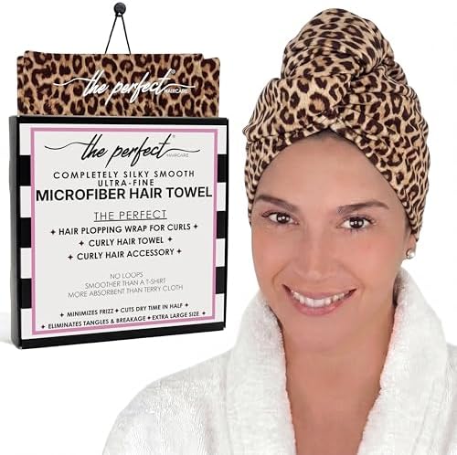 Microfiber Hair Towel Wrap for Women – Large Fast Drying Hair Towel with Patented Clip – Anti-Frizz, Super Absorbent, Silky Smooth Microfiber – Plopping Hair Wrap for Curly, Wavy & Straight Hair by THEPERFECTHAIRCARE