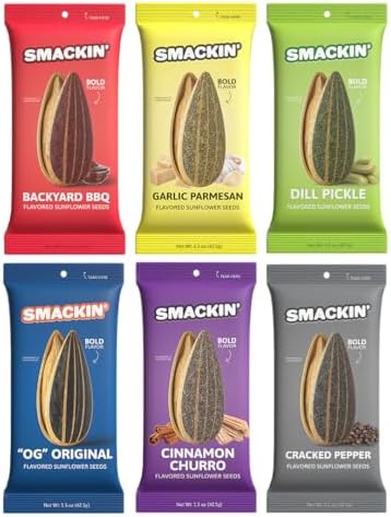 SMACKIN' Sunflower Seeds, Roasted Jumbo Small-Batch, American Made - 6 Flavor Variety. 1.5oz bags (6 Bags) - Image 6