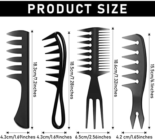 Sieral 4 Pcs Hair Styling Combs Set Wide Tooth Texture Combs, Classic;Black - Image 2
