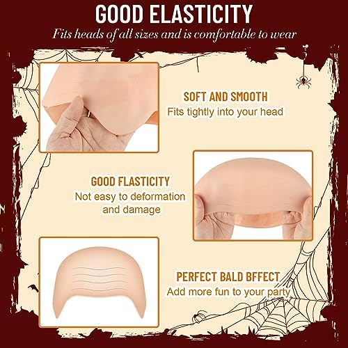 NACHLYNN Halloween Bald Cap 4 Pack Makeup Latex Bald Caps 4 Pack Nylon Wig Caps Halloween Party for Adult Women Kids Men Costume Accessories - Image 4