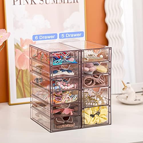 FABROK Clear Hair Accessory Organizer Box with 6 Drawers - Image 7