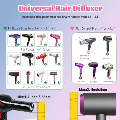 Universal Hair Diffuser Attachment for 1.4"-3.1" Blow Dryer Nozzles - Image 2