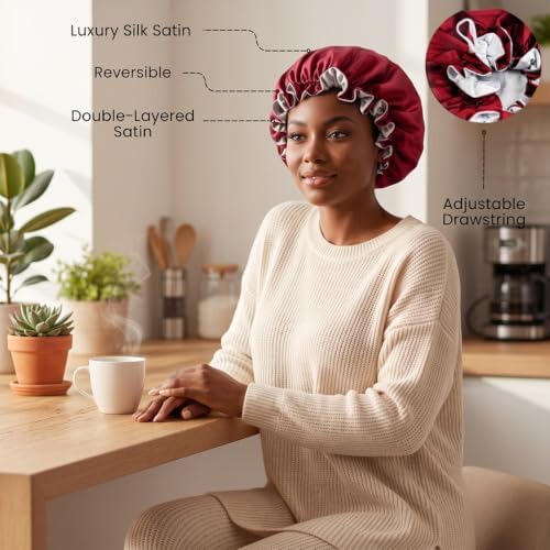 Silk Satin Hair Bonnet for Sleeping Reversible - Image 3