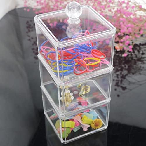 Acrylic Hair Accessories Organizer for Girls with Lids, 3 Stackable - Image 2