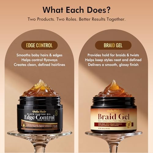 Edge Control Gel for 4C Hair Braiding Hair Gel Firm Hold, Hair Styling Wax Non-Greasy No Flaking Braid Gel (Edge Gel 1.7Oz +Braid Gel 1.7Oz) - Image 4