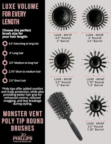 Phillips Brush Luxe Monster Vent 4 Hair Brush, 2.75” Diameter Barrel - Image 5