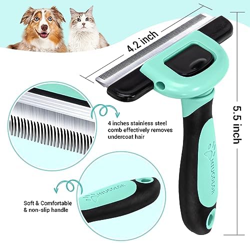 MIU COLOR Pet Grooming Brush, Deshedding Tool for Dogs & Cats, Spring Green - Image 2