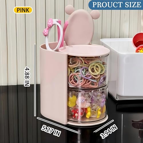 Azurphoric Hair Accessories Organizer with Hair Brush Holder(Pink, 2-Layer) - Image 6