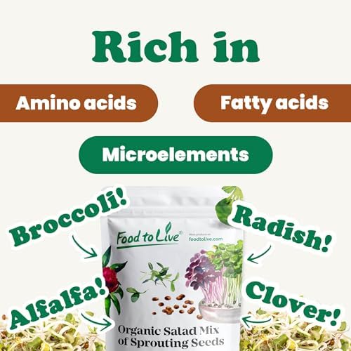 Food to Live Organic Salad Mix of Sprouting Seeds, 10 Pounds — Non-GMO Broccoli, Radish, Clover, Alfalfa. Rich Germination Rate, Non-Irradiated, Kosher, Vegan Superfood, Bulk, Rich in Sulforaphane - Image 6