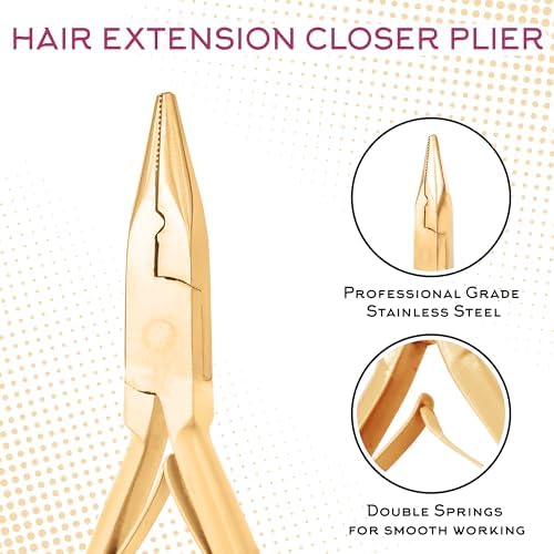 SIVOTE Professional Hair Extension Tools Kit Stainless Steel, Microlink & Itip Extensions Tool Kit, Gold - Image 3