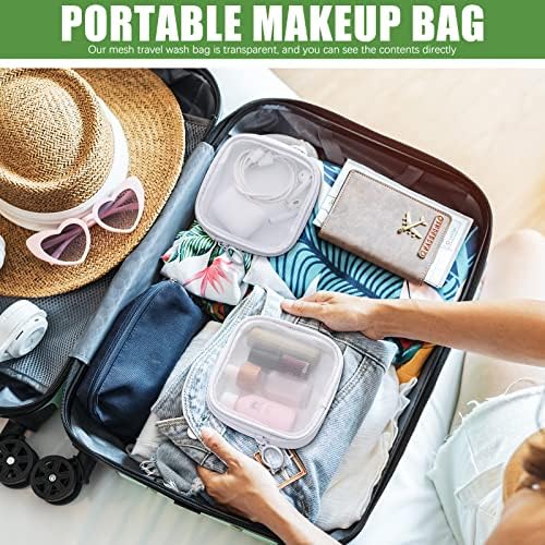 Weewooday 4Pcs Mesh Makeup Bag, White, Small, Classic - Image 6
