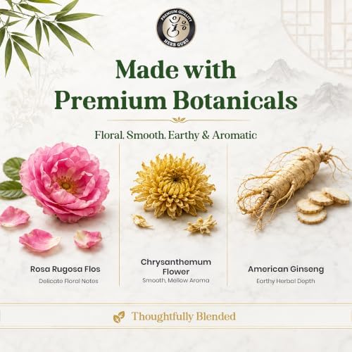 Herb Guru Herbal Tea, Floral Harmony Rose & Ginseng, 5 Bags (50 Cups) - Image 4
