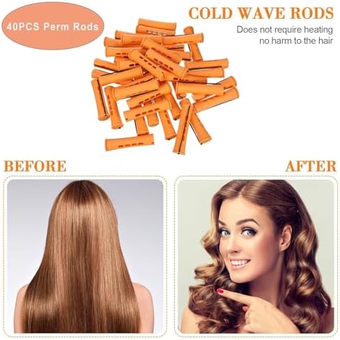 40 Pieces Orange Plastic Perm Rods for Natural Hair Heatless Hair Rollers for Women Hair Roller Curler Styling Tool - Image 5