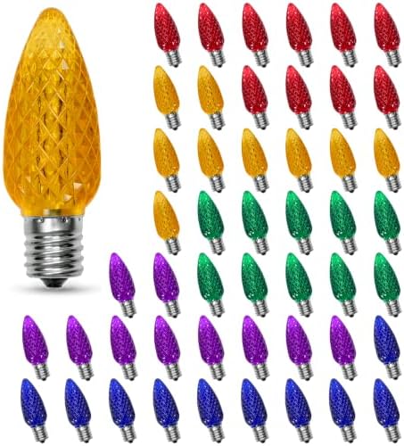 50PACK Multicolor C9 LED Christmas Lights Shatterproof Waterproof Plastic by AustinCoast