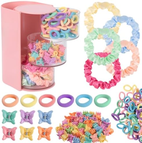 Hair Accessories Organizer with 100 Baby Ties 50 Clips 10 Satin Hair Ties by Needbrock