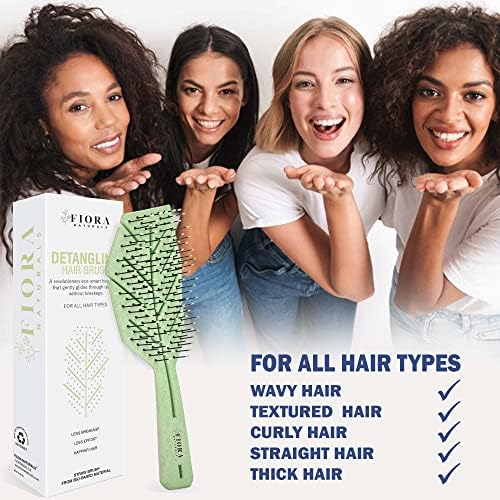 Fiora Naturals Detangling Hair Brush for Women, Detangler Hair Brush Green - Image 3