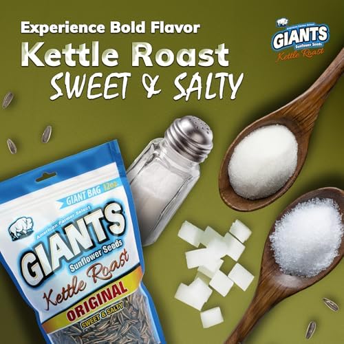 GIANTS Kettle Roast Sweet & Salty Sunflower Seeds - Sunflower Seeds Bulk, Sunflower Seed Snack to Eat, Roasted Sunflower Snack with 8g Protein Per Serving - 12 oz Bag - Image 4