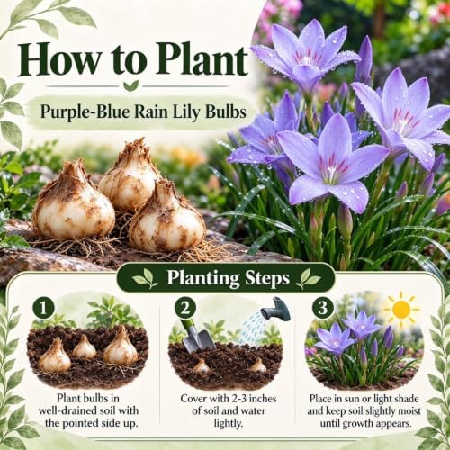 Rain Lily Bulbs, Zephyranthes, Decorative Perennial Flower Bulbs for Home, Landscape & Garden Ornament, Easy to Grow，B：10Bulbs - Image 2