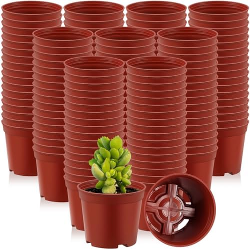 Yaomiao 200 Pcs 3 Inch Red Mini Nursery Pots with Drainage Holes by Yaomiao