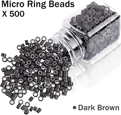 Duufin Hair Extension Kit 500 Pcs Dark Brown Hair Extension Beads With Tool - Image 5
