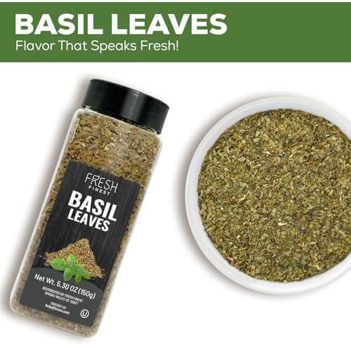 Fresh Finest Basil Leaves Spice 5.30 oz – Dried Sweet Basil for Cooking, Non-GMO, Gluten-Free, - Image 3