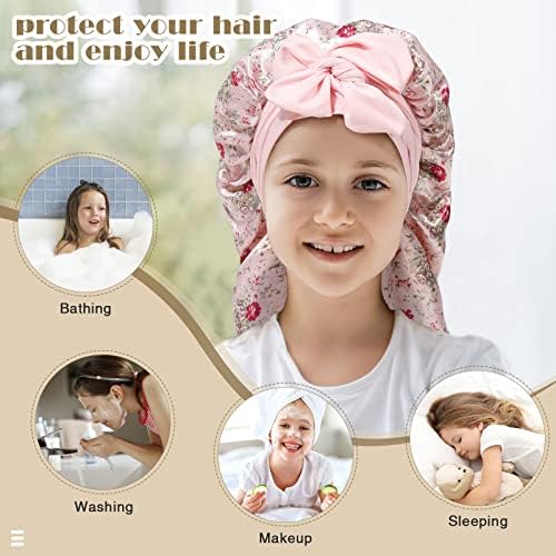 AWAYTR Kids Bonnets for Girls - Satin Long Hair Braid Bonnet for Sleeping - Image 5