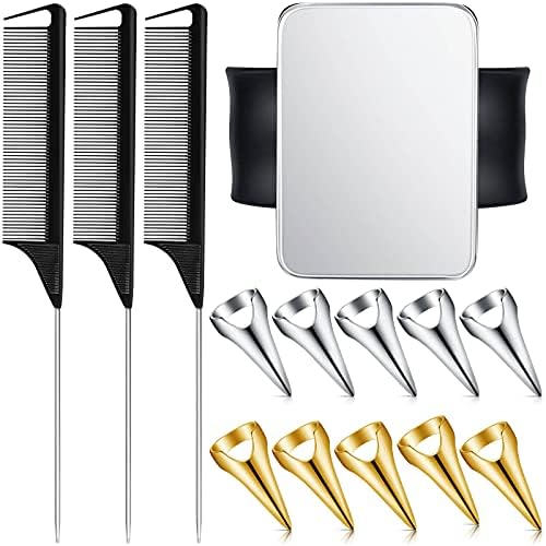 Patelai Stitch Braid Tool Finger 10 Hair Parting Ring,Black, Silver Gold by Patelai