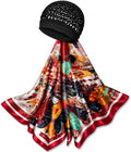 2 in 1 Wrap Cap Hair Net and Scarf for Silk Press, Satin Wrap Cap Bonnet for Women, Adjustable Stay-On Sleep Hair Net Scarf for All Hair Types (Red, One Size) by BQSAR