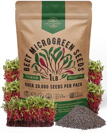 Organo Republic Beet Sprouting & Microgreens Seeds - 20,000 Non GMO Heirloom Seeds, Sprouts in Bulk 1lb Resealable Bag for Planting and Growing in Soil, Coconut Coir, Aeroponic & Hydroponic System by OrganoRepublic