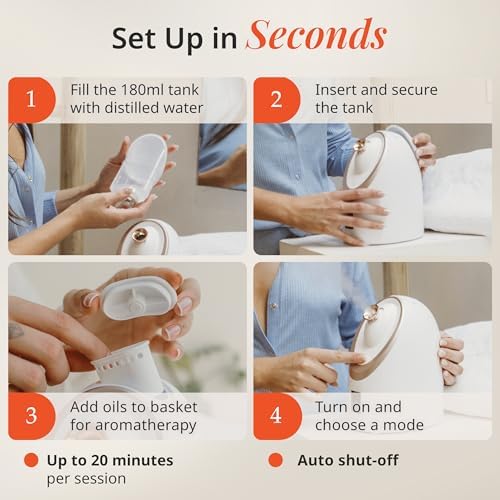 Vanity Planet Senia Hot and Cold Facial Steamer - Face Steamer for Facial Deep Cleaning, Aromatherapy, Detoxifying and Moisturizing - Steamer for Face with 6-Mode Smart Steam Technology - Image 4