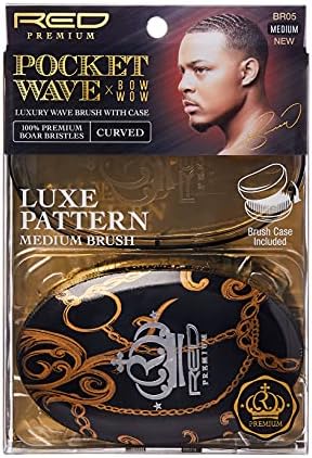 Red by Kiss Premium Pocket Wave X Bow Wow Curved Palm Boar Brush with Case (Medium Bristles) by REDbyKISS