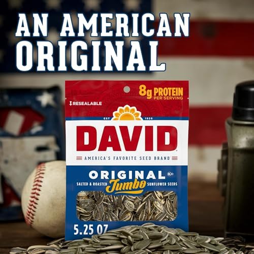 DAVID SEEDS Roasted and Salted Original Jumbo Sunflower Seeds,Keto Friendly,5.25 Oz,(Pack of 24) - Image 6