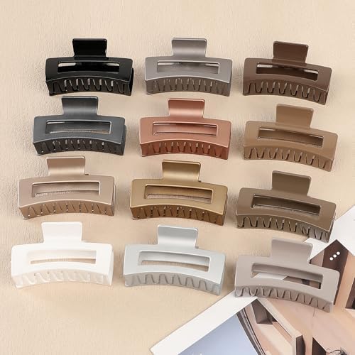 Sisiaipu 3.5 Inch Medium Hair Claw Clips 12 Pcs Square Claw for Thick and Thin Hair Rectangular Rectangle Hair Clips Jaw Clips Bulk Hair Accessories for women and Girls (Gold) - Image 5