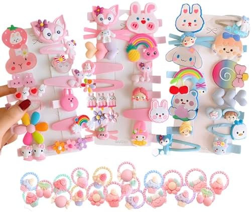 62PCS Toddler Girls Hair Accessories Set - Flower, Rainbow, Candy Fruits Barrettes, Hair Pins & Clips for Kids by BIUCHY