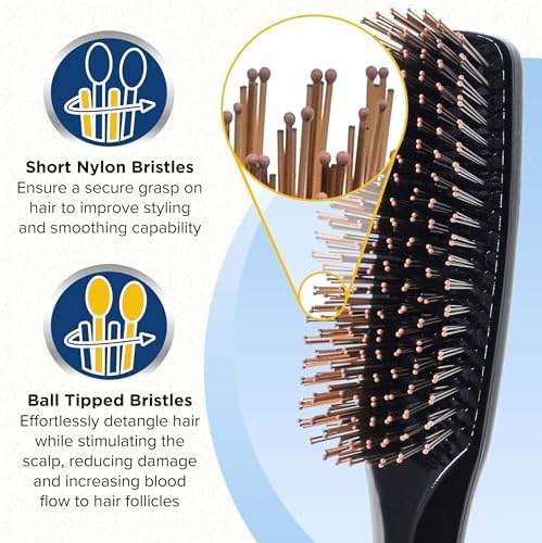 Giorgio GIO1-2BLK Black Set of 2 Gentle Touch Detangler Hair Brush for Men Women and Kids. Soft Bristles for Sensitive Scalp. Wet and Dry for all Hair Types. Scalp Massager Brush Stimulate Hair Growth - Image 3
