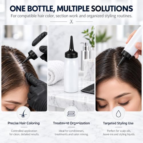DOITOOL 9 Pcs Hair Dye Bottles, Small PP Pointed Tip Applicators - Image 2