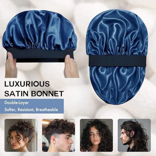 Satin Silk Bonnet for Hair, Double Layer Sleep Cap for Men & Women - Image 2