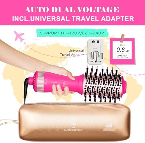 Dual Voltage One Step Mini Hot Air Brush Styler & Dryer for Europe Travel - Image 2