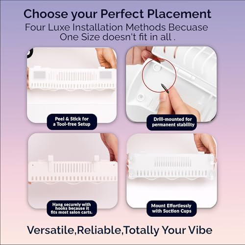 Carter Girls & CO. Hair Extension Holder 4 Mounting Options & Tools | Fully Equipped Hair Extension Hanger with Holds Clip-ins, Tape-Ins, Wefts for Washing, Styling, Storage & Travel (White) - Image 2