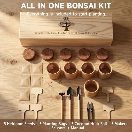 5X Bonsai Starter Kit, Bonzai Seed Kits, Durable Planting Bags, Complete Indoor Starter Kit for Growing Bonsai Plants, Gardening Gifts for Women & Men - Image 2