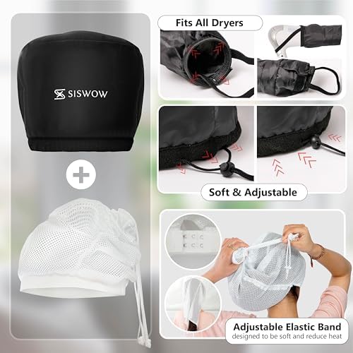 Net Plopping Cap for Drying Curly Hair - Hair Dryer Bonnet Diffuser Cap for Curly, Speeds Up Drying Time, Safety Deep Conditioning At Home - Portable, Adjustable - Image 7