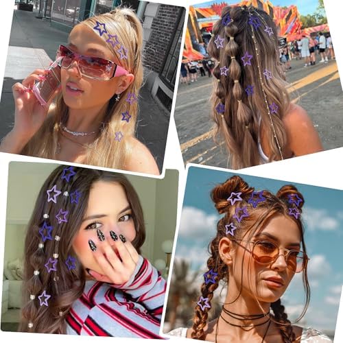 VIBILIA 18 Pcs Star Hair Clips Y2K Non-Slip Snap Hair Accessories,Purple - Image 7