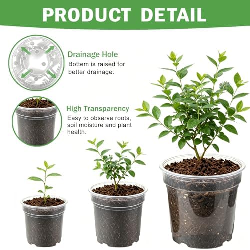 60 Pcs 5/6/7 Inch Clear Nursery Pots with Drainage, Plastic Pots for Plants - Image 3