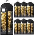 6Pcs Extra Long Wig Storage Bags with Hanger Hair Extension Wig Storage Hanger Bags for Multiple Wigs with Tags Organizer Dust-Proof Home Travel Closet Wigs & Accessories (Black 31.5in) by YUJIASH